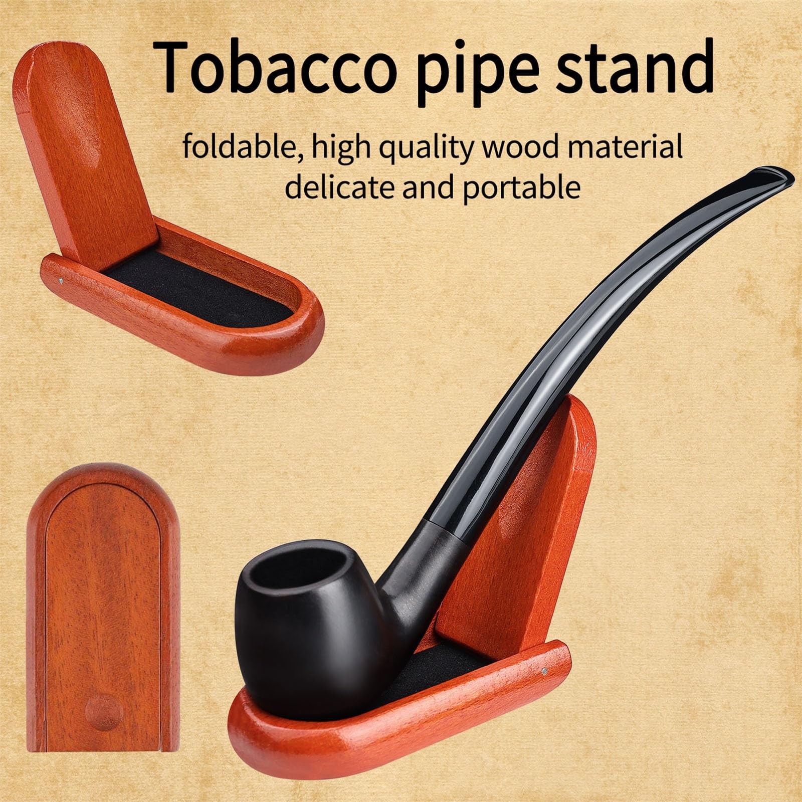 Joyoldelf Tobacco Pipe, Luxury Wooden Smoking Pipe 7 Piece Set, black/red