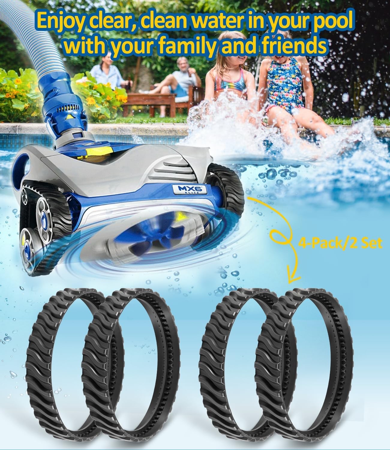 4pcs R0526100 Replacement For Zodiac Baracuda MX8, MX6 Pool Cleaner Tire Track