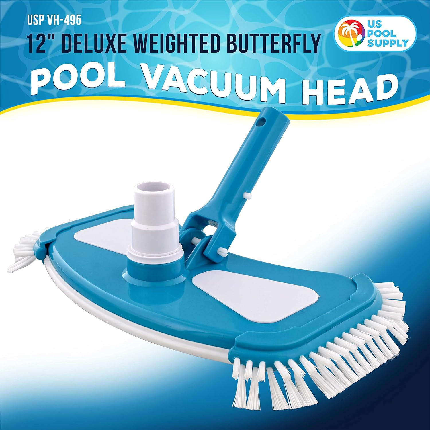 12&Prime; Deluxe Weighted Butterfly Pool Vacuum Head with Side Brushes, Swivel Hose Co