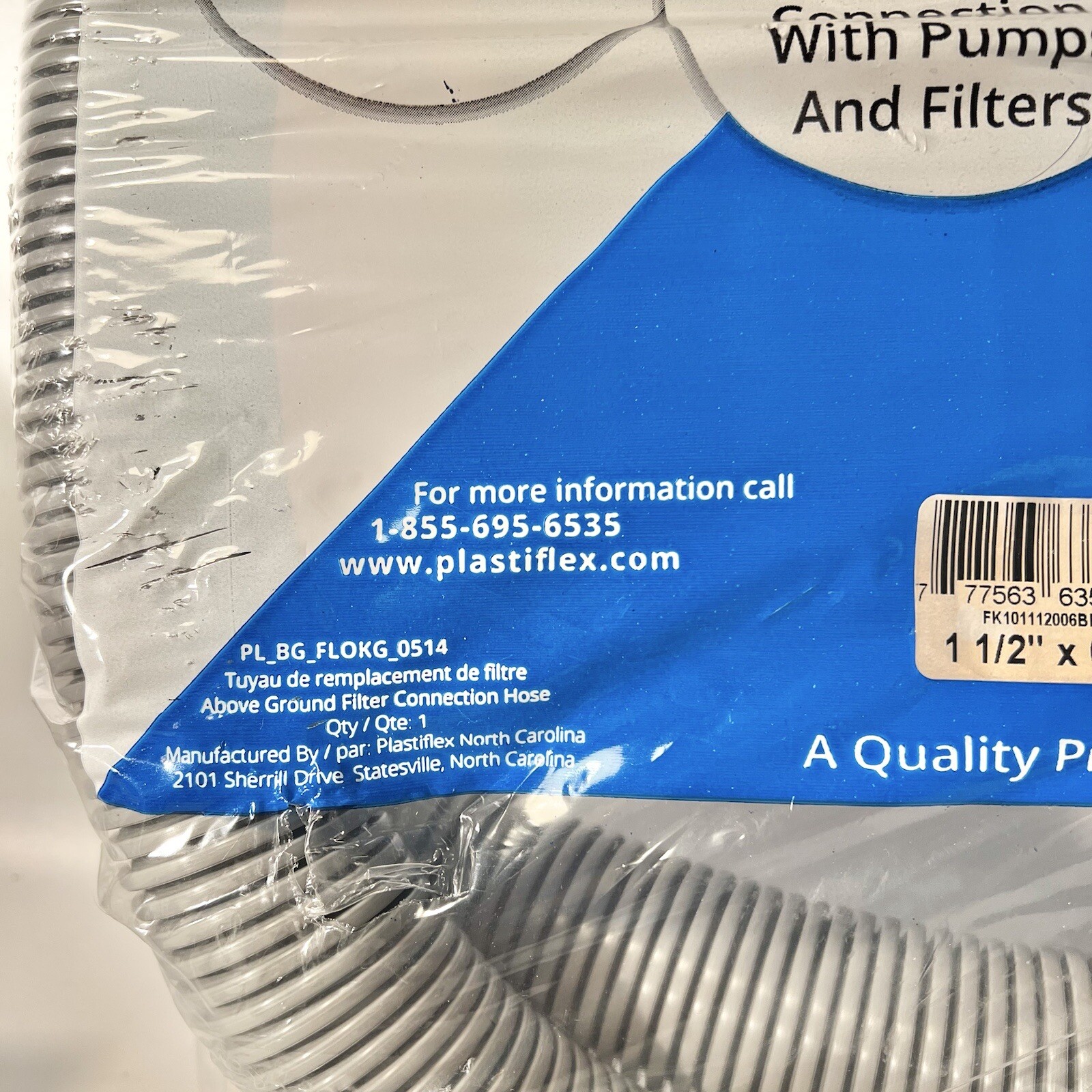 Plastiflex Deluxe FloKing Swimming Pool Filter Connection Hose – 6&prime; x 1.5&Prime;
