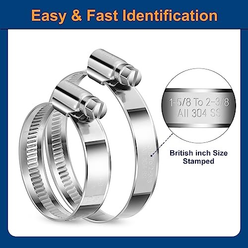 Heavy Duty SAE Standard Hose Clamp Assortment 5/16 to 2-3/8&Prime; – 90 PCS Heavy Duty