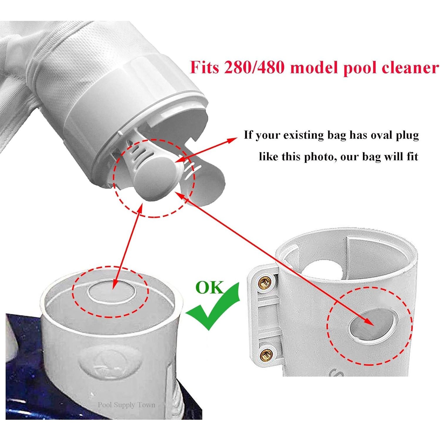 Polaris 280 480 Pool Cleaner All Purpose Bag K16 with Hook and Loop Fastener