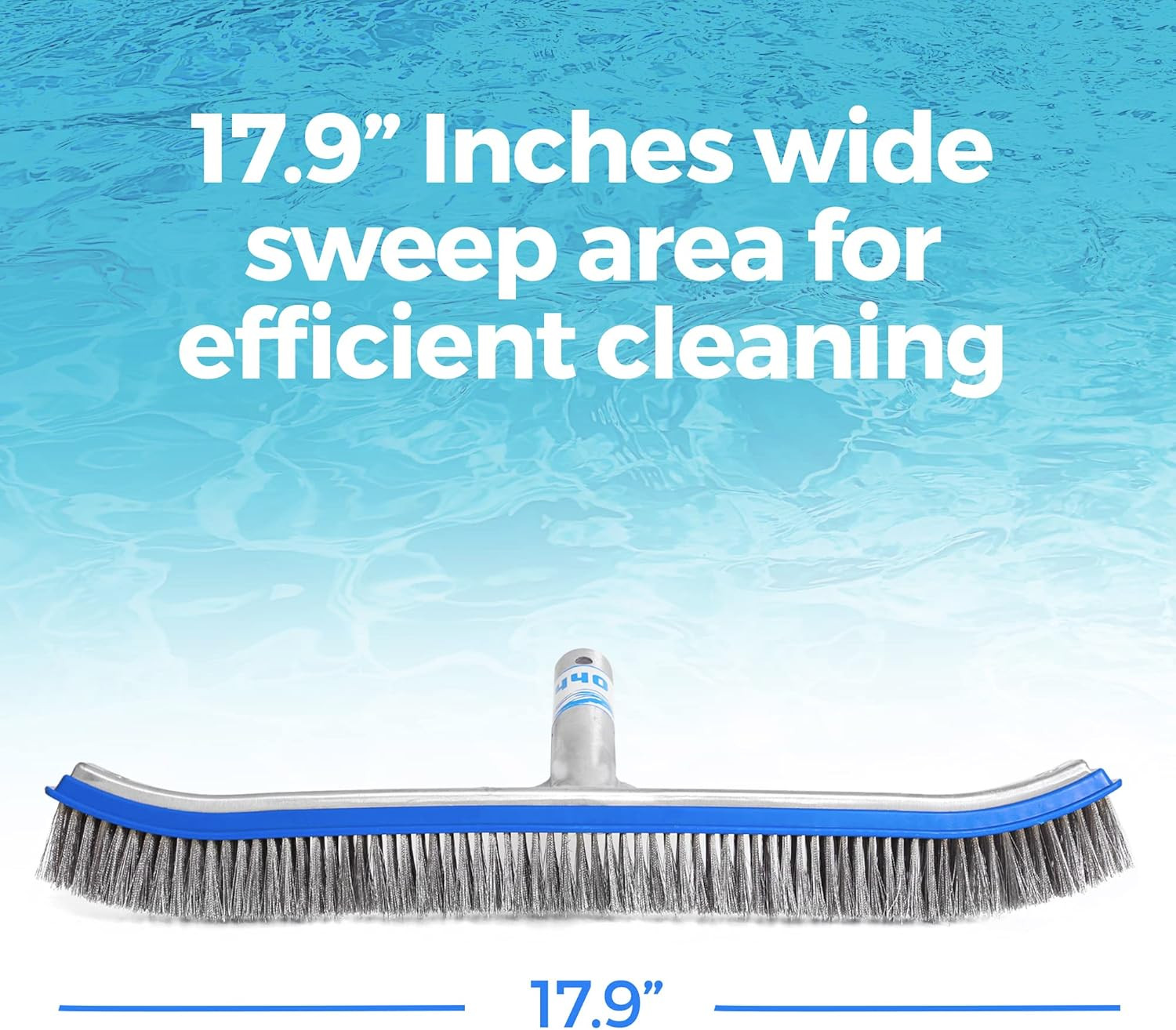 Heavy Duty Pool Brush – 18-Inch Extra-Wide Metal Brush Head with Stainless Steel