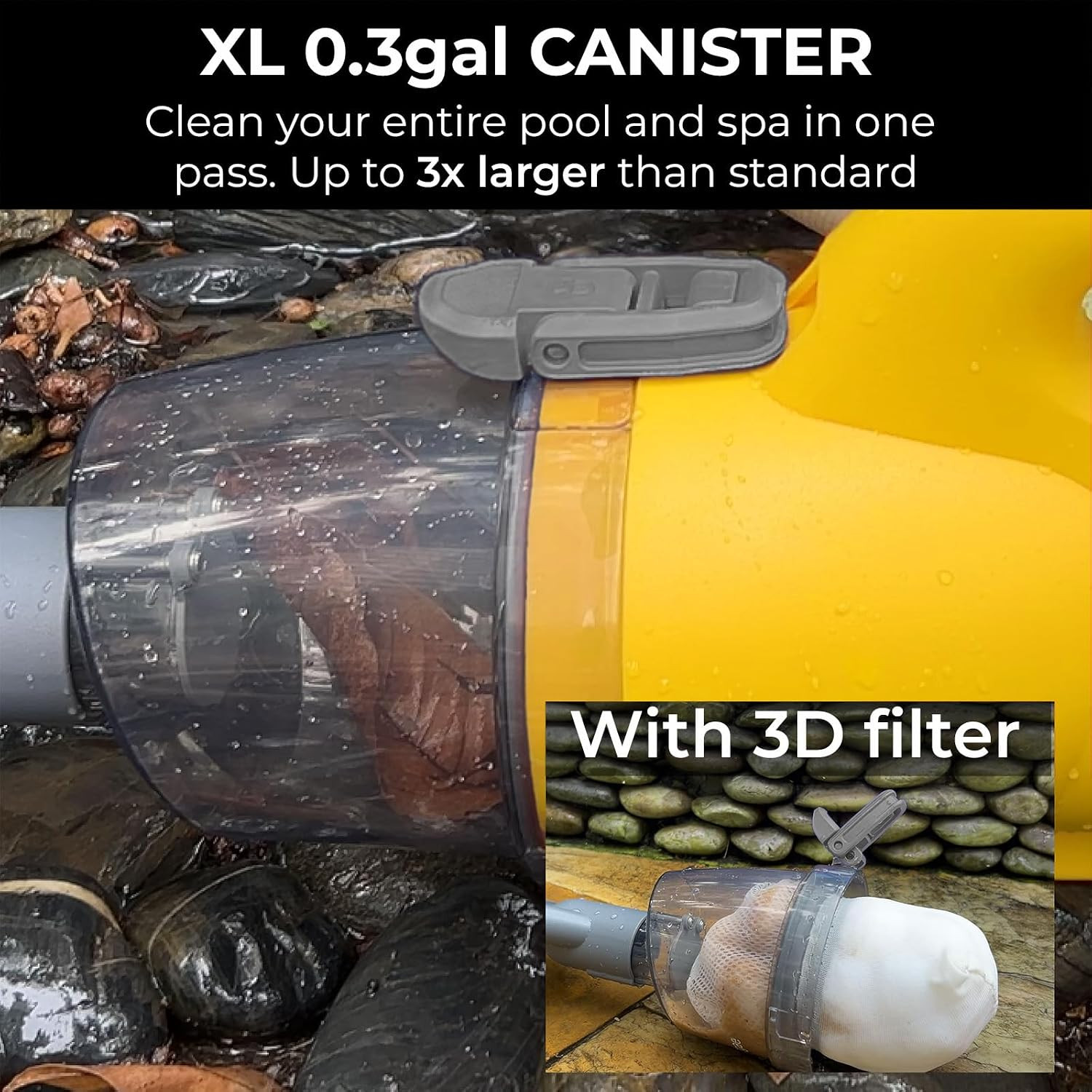 16V Cordless Handheld Pool Vacuum – 26,000Pa Hyper Suction, 3-Stage 3D Fiber Bal