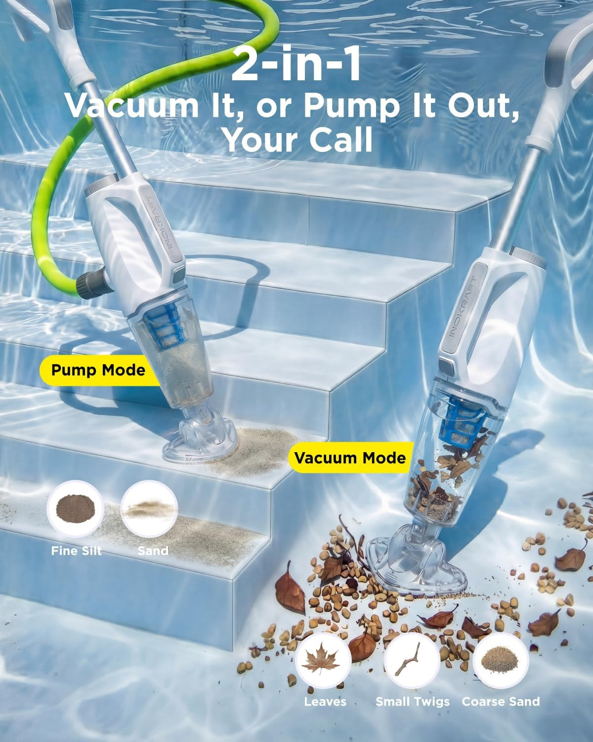 2-In-1 Cordless Handheld Pool Vacuum & Hot Tub Cleaner, Swap-On Replaceable Batt