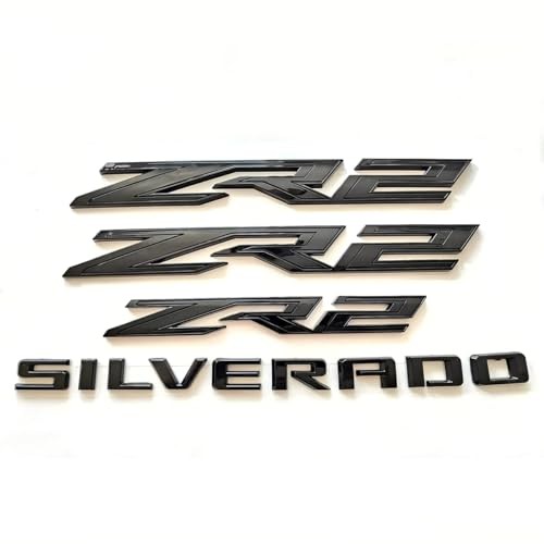 OEM ZR2 Emblems Badges – Black – Two Side – Plus Rear Silverado Set – 4 Pack