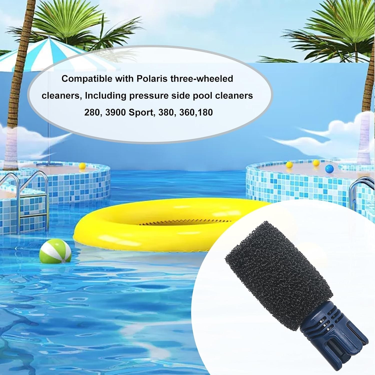 Pro-Grade 2 Tail Sweep Replacement & Foam Scrubbers for Polaris 3900, 180, 480