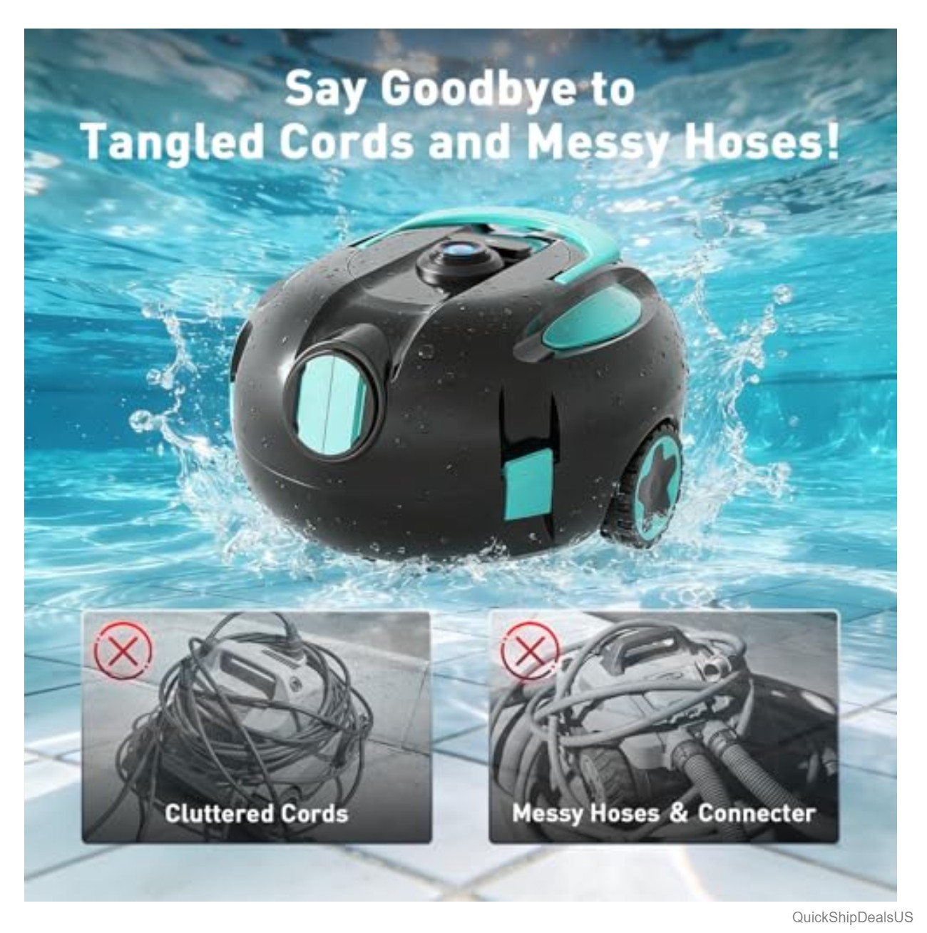 Robotic Pool Cleaner Cordless 5200mAh Battery 130 Min Runtime Dual Suction Auto