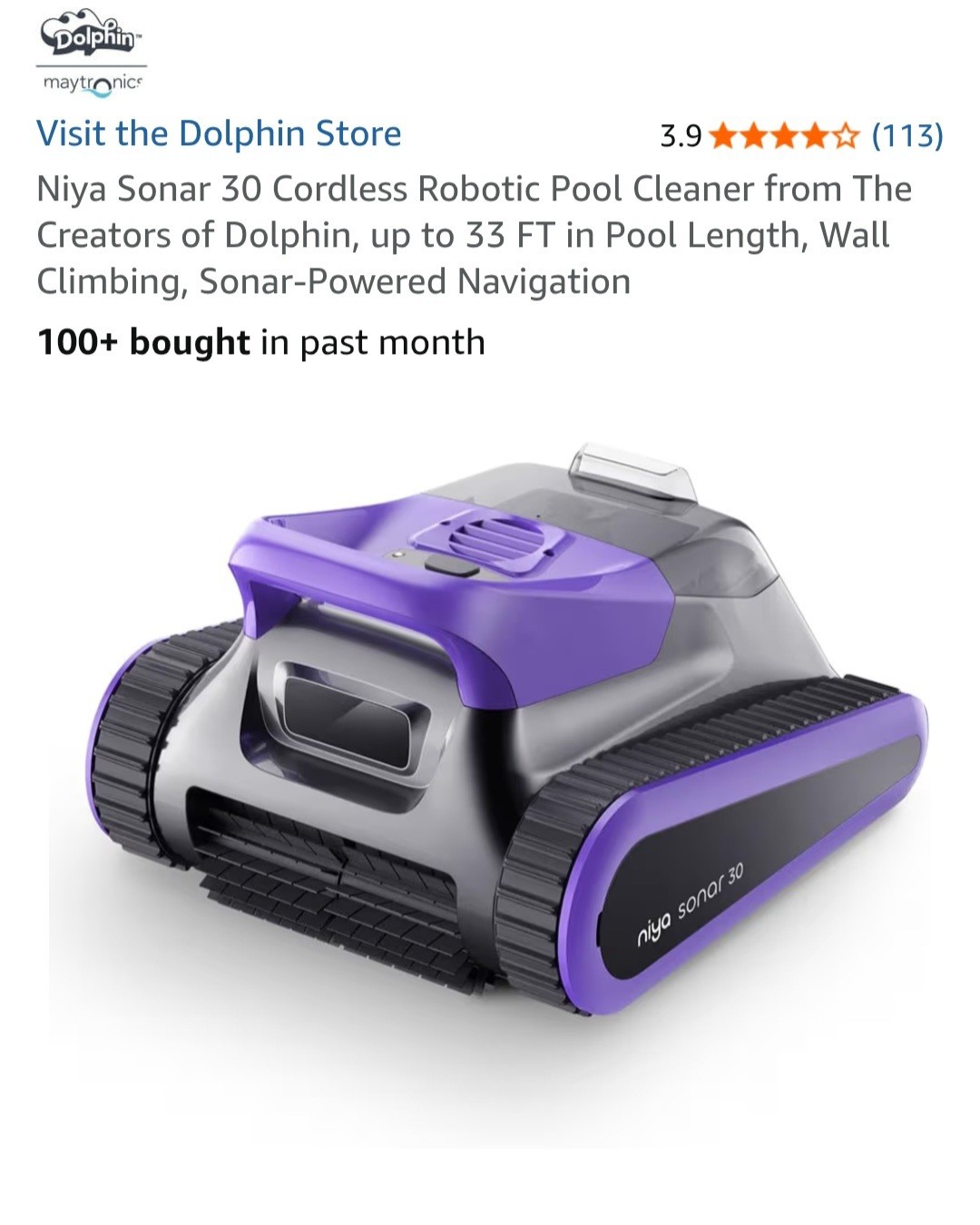 Niya Sonar 30 Cordless Robotic Pool Cleaner