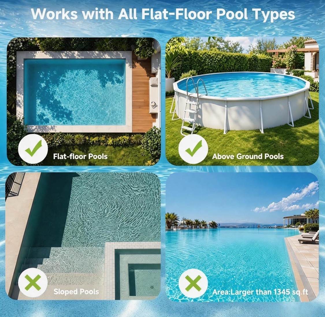 Pool Robot Vacuum Cleaner Robotic Floor Cleaner Cordless for Pool Maintenance
