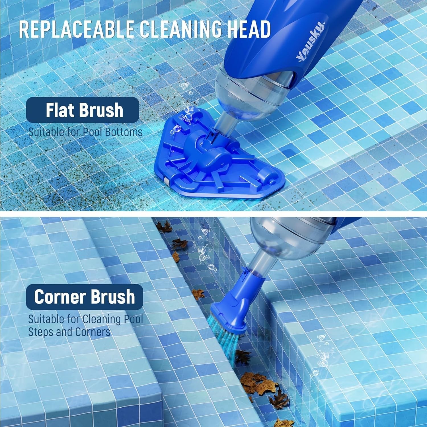Cordless Pool Vacuum 18.5GPM Suction Telescopic Pole