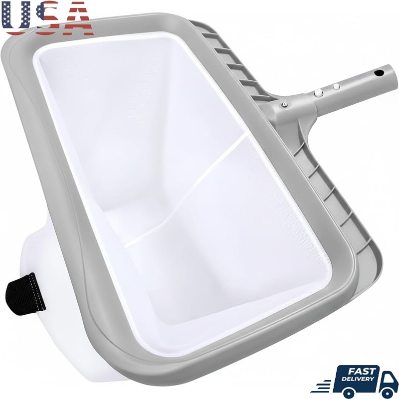 Heavy Duty Pool Leaf Skimmer Fine Mesh Net Rubber Handle Inground Above Ground