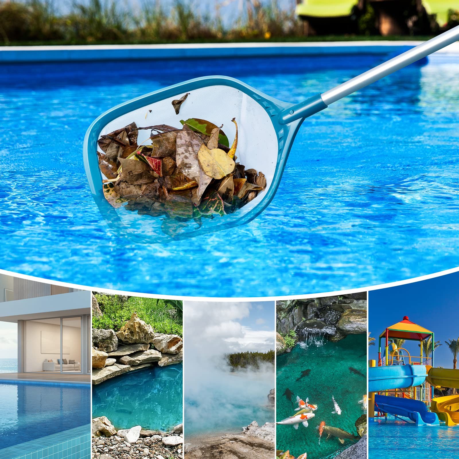 Professional Pool Skimmer Net 57&Prime; with 4 Poles – Fast Debris Removal Tool