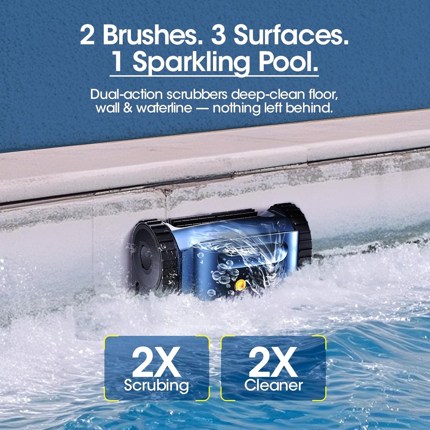 Cordless Robotic Pool Vacuum with Sonar Navigation & Dual Brushless Motors