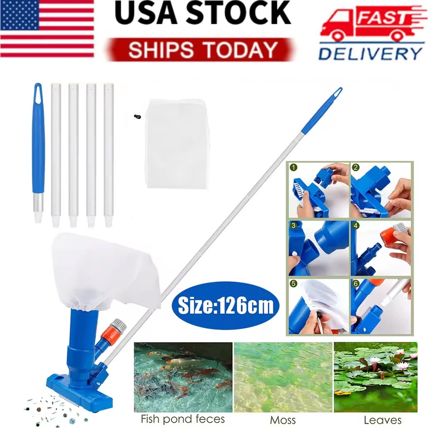 Pool Vacuum Handheld Spa Suction Underwater Cleaner for Above Ground Pools