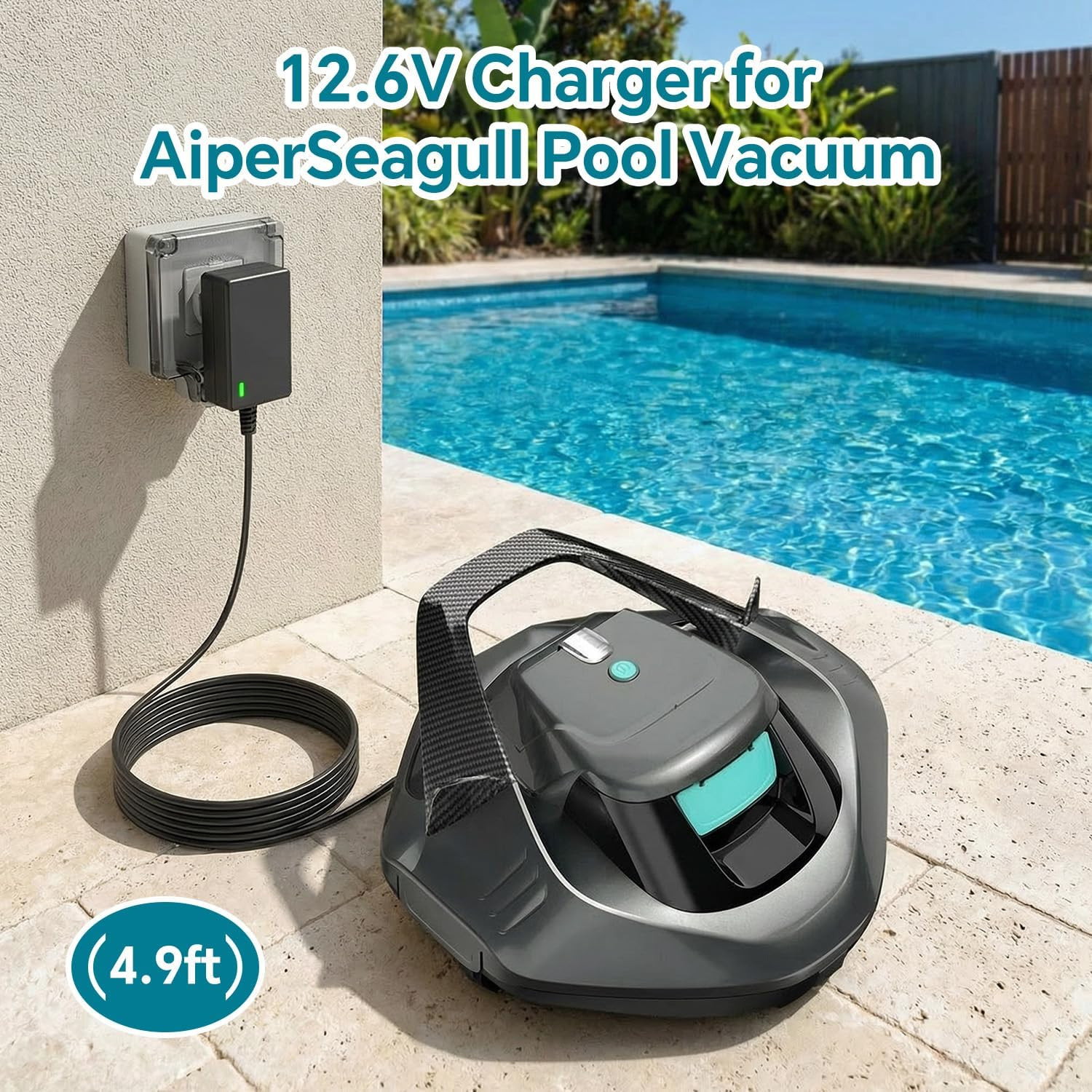 12.6V 1.8A Replacement Charger for Aiper Seagull Pool Vacuum 600 800 800B SE 100
