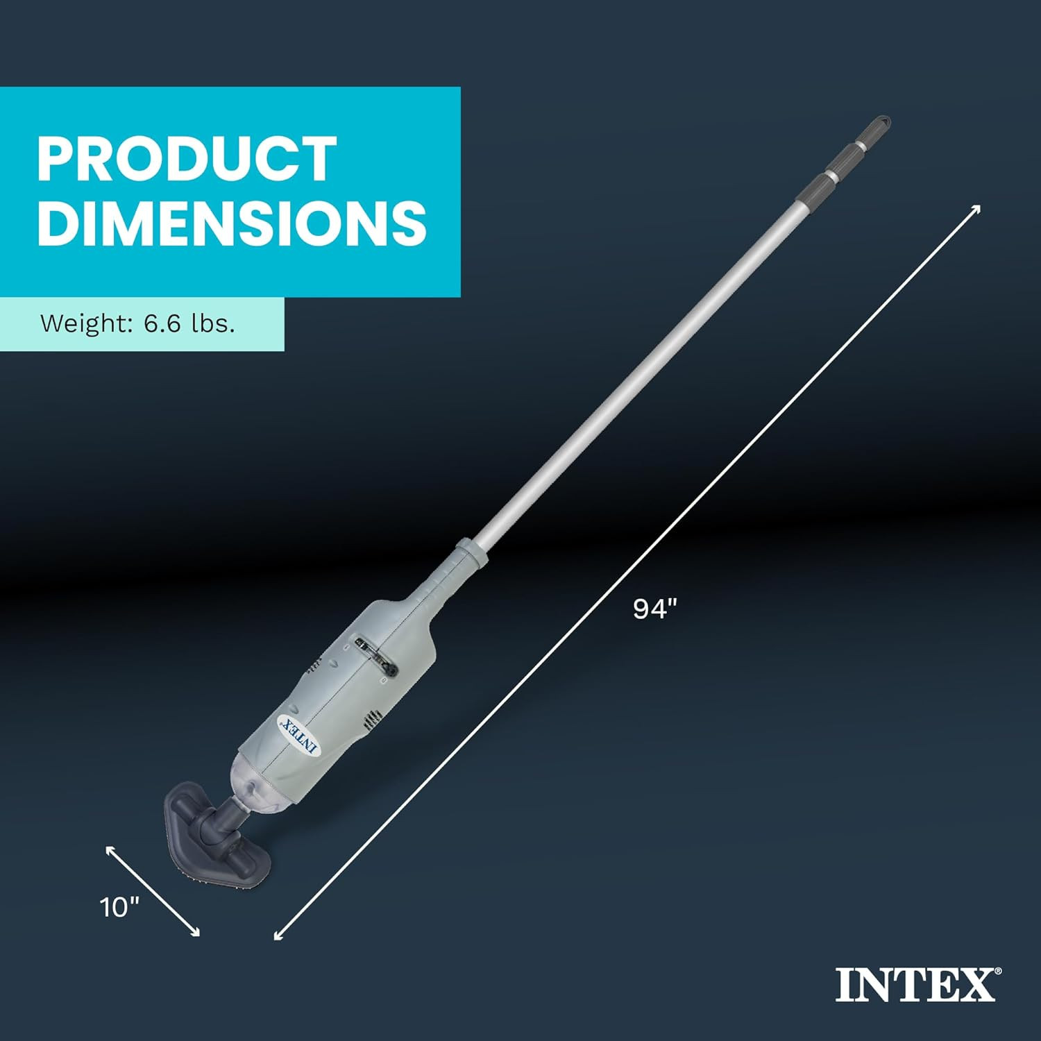 INTEX Rechargeable Handheld Pool Vacuum Cleaner with 94” Telescoping Pole, 2 Bru