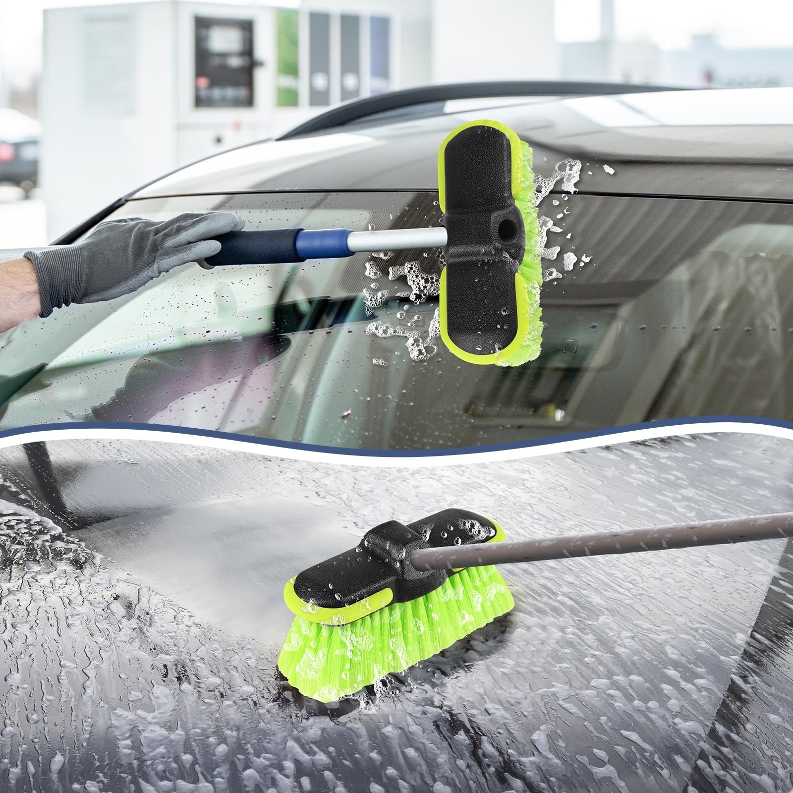 Heavy Duty 8 Inch Car Wash Brush Head for Extension Pole Outdoor Cleaning NEW
