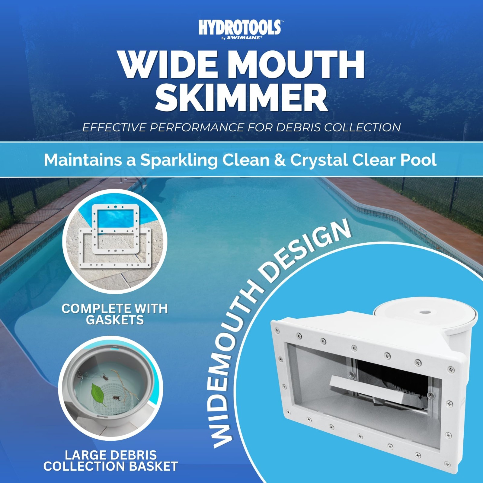Wide Mouth Above Ground Pool Skimmer Kit | Durable ABS | Easy Access Basket | Sn