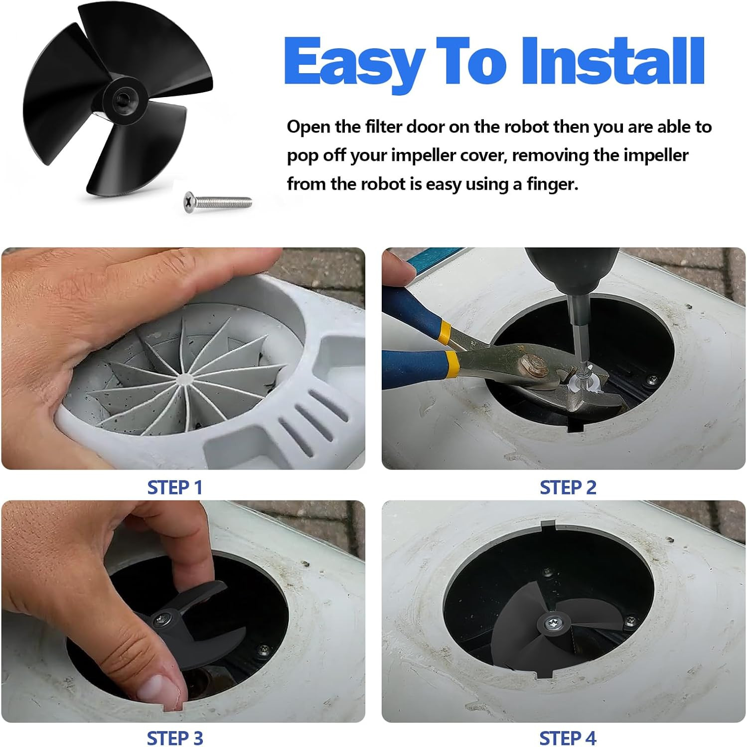 9995266-R1 Pool Cleaner Impeller with Screw for Maytronics Dolphin DX5S, DX6, Na
