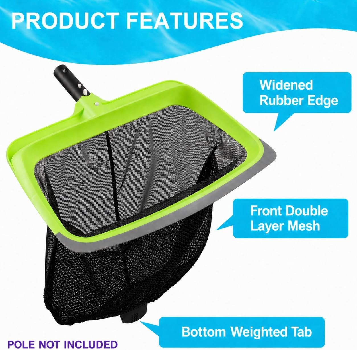 Deluxe Swimming Pool Cleaning Kit Including Rubber Edge Skimmer Net,17.5&Prime; Pool B