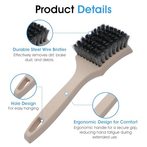 8.5 Inch Heavy-Duty Tire Cleaning Brush – Ergonomic Steel Wire Scrub for
