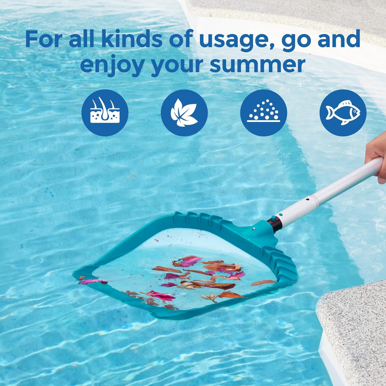 Heavy Duty 20.4&Prime; Pool Skimmer Net, Fine Mesh Leaf Cleaner