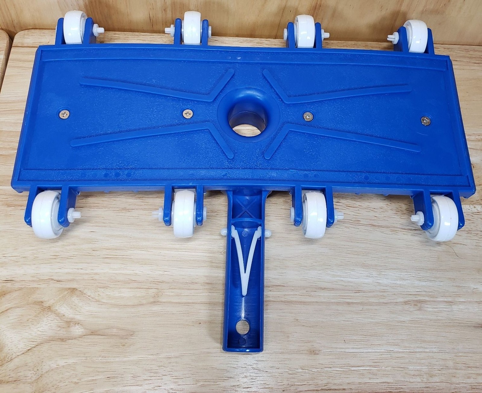 Weighted Pool Vacuum Head 14 Inch Blue w Wheels Fits Standard Poles