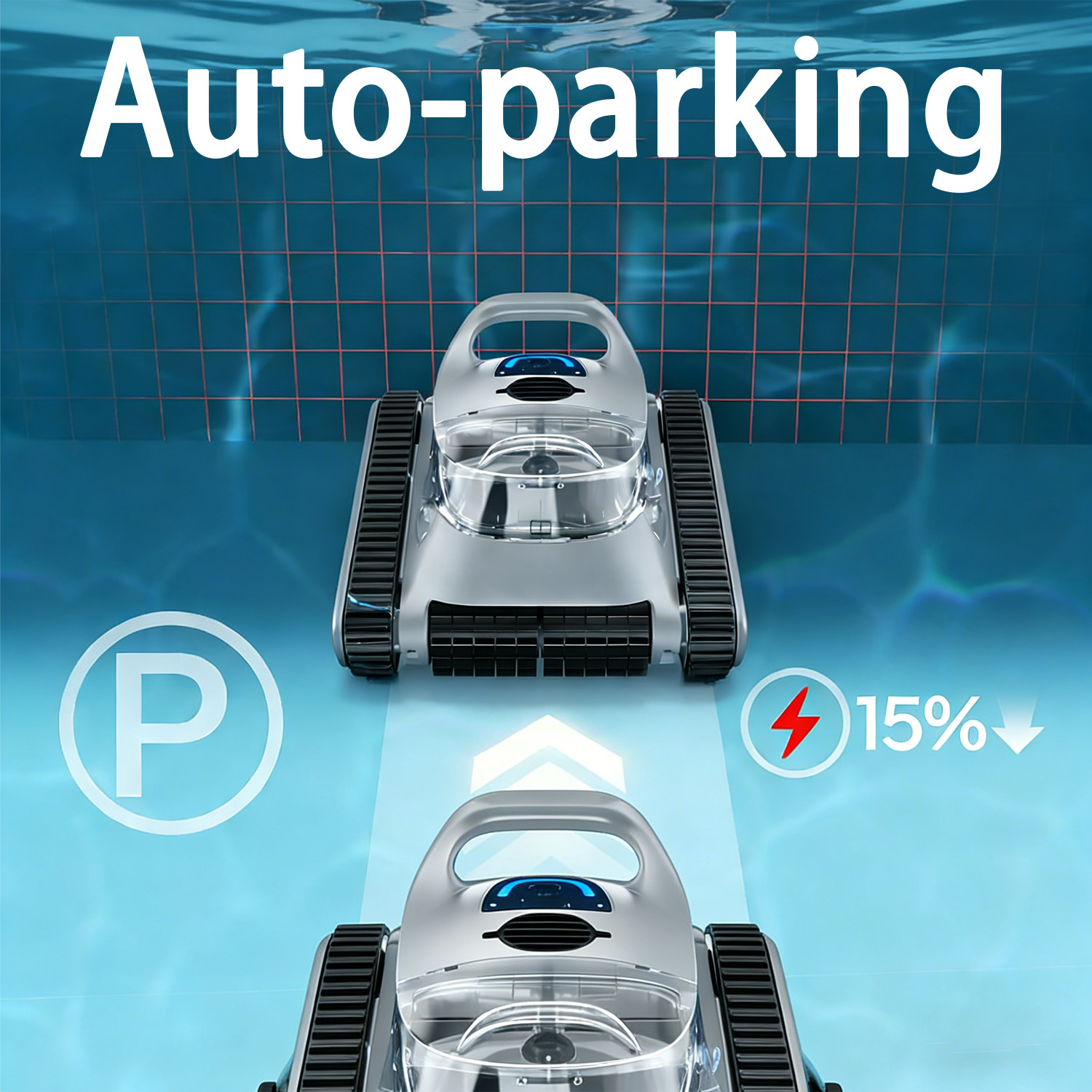 Cordless Pool Vacuum Robot for Inground & Above Ground Pools, Smart Navigation