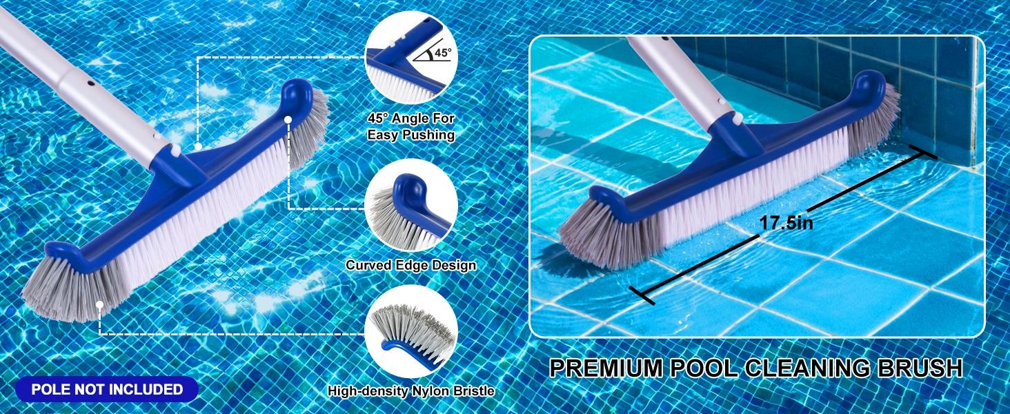 Fine Mesh Pool Skimmer Net & Pool Brush Kit, Durable Pool Cleaning Kit Includes