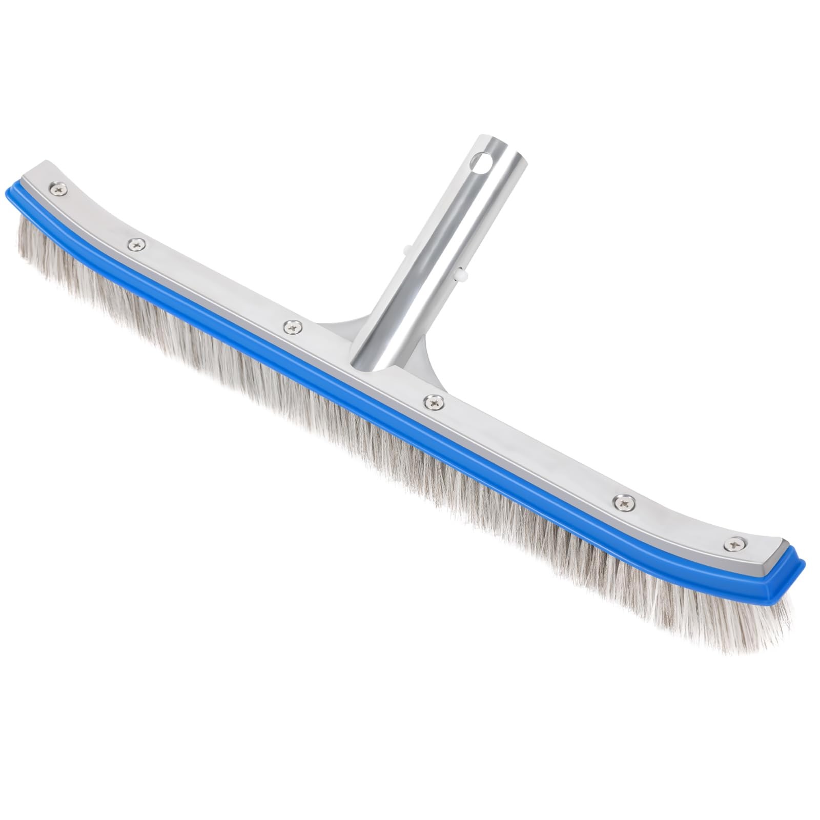Pool Brush, 17&Prime; Heavy Duty Nylon Pool Brush & Wire Bristle Head, Stainless St