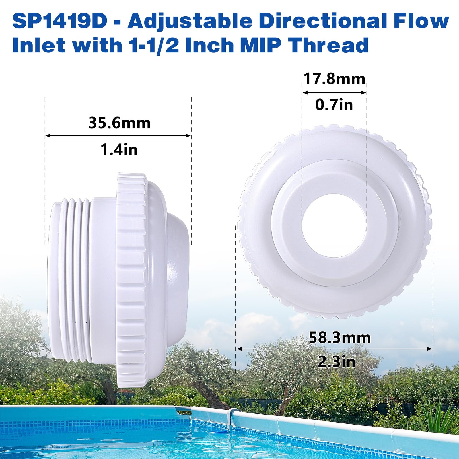3/4&Prime;Pool Jet Nozzles Directional Flow Eyeball Inlet Fittings Fit white