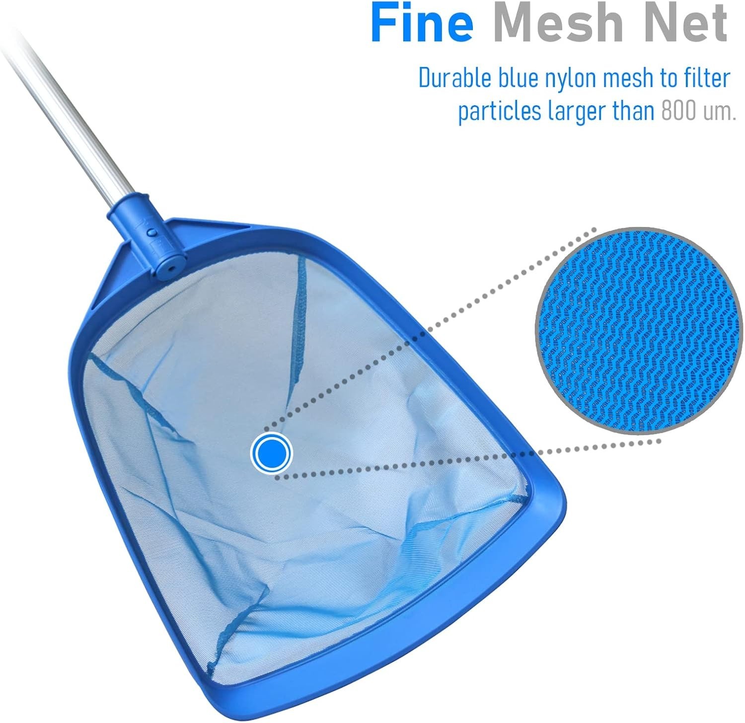 Fine Mesh Pool Leaf Skimmer with 5-Section Aluminum Pole for Effortless Cleaning