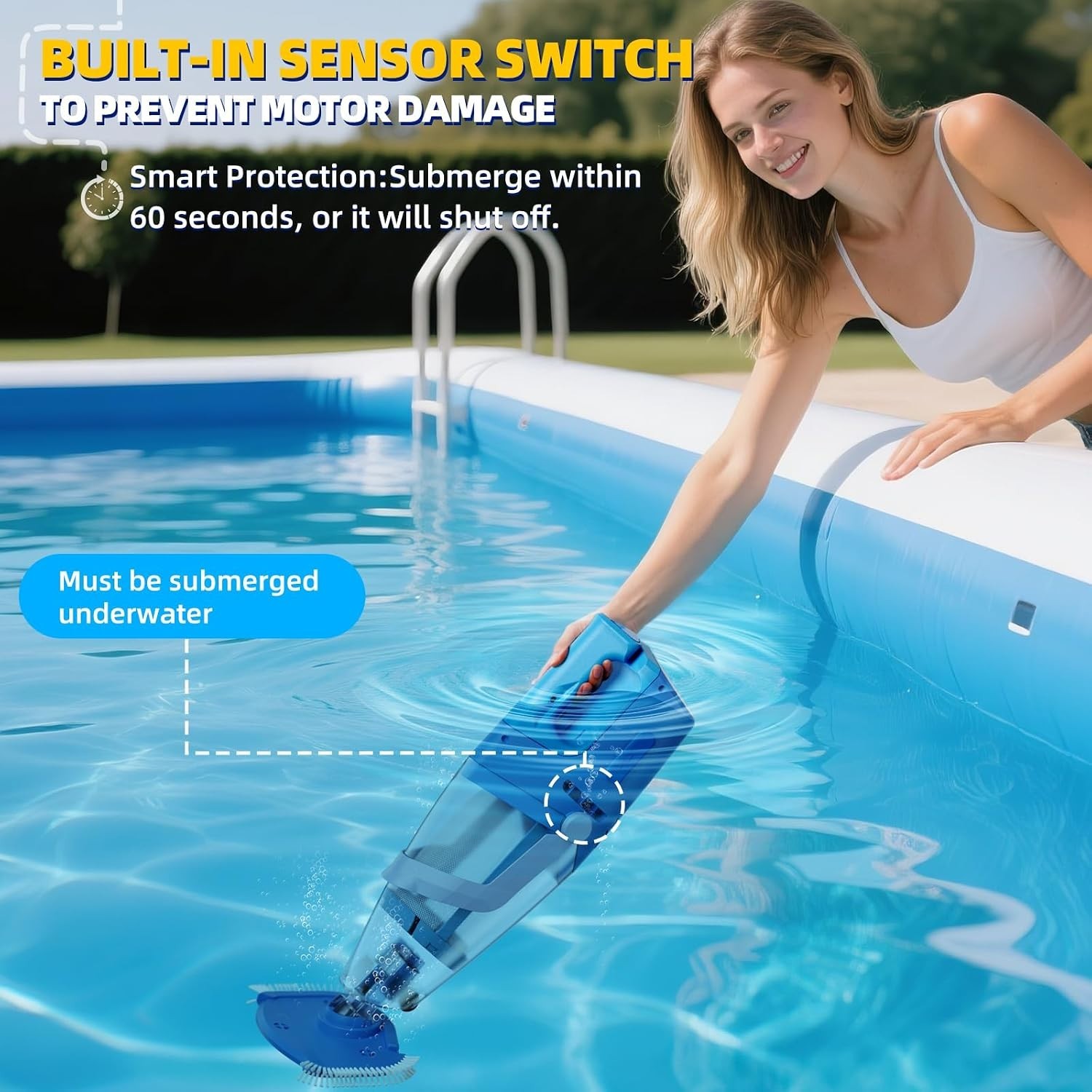 Powerful Cordless Pool Cleaner – Dual Heads, Telescopic , Waterproof Design