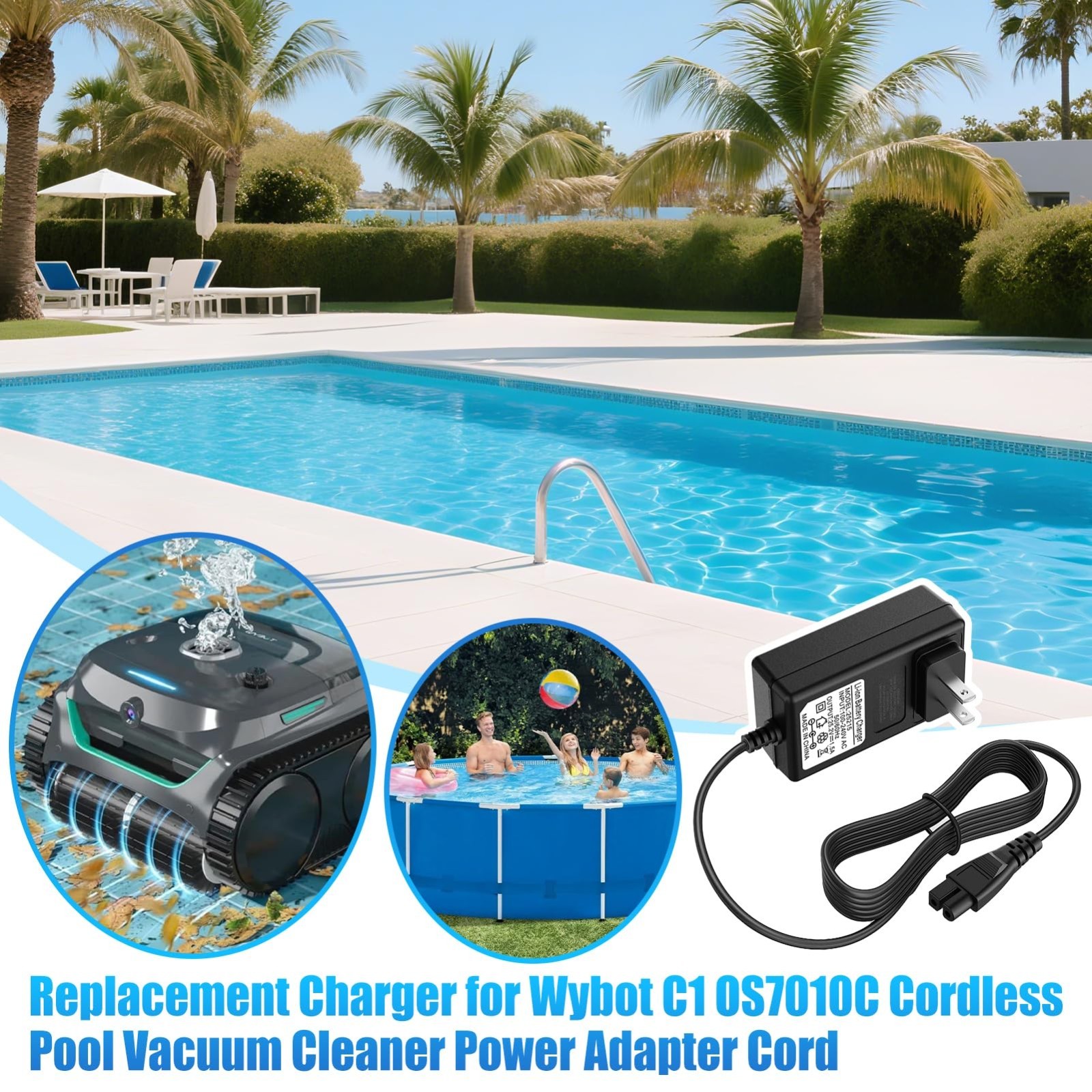 25.2V Charger Adapter for Robotic Pool Cleaner, Cordless Vacuum Power Supply