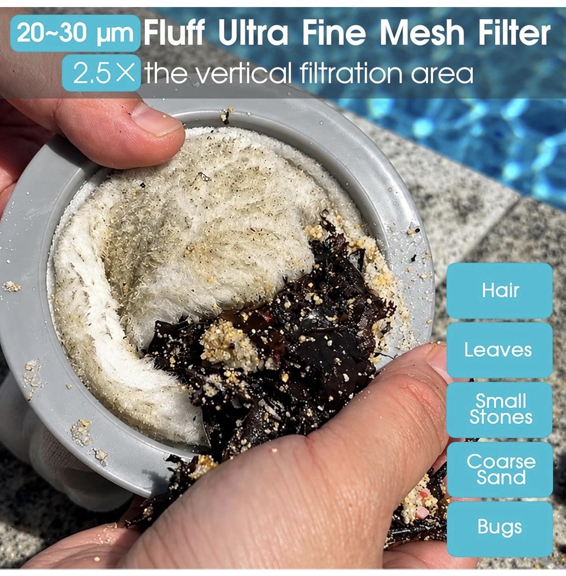 AQUAFYSH Cordless Pool Vacuum 25 Micron Fluff Ultra Fine Filter True Powerful