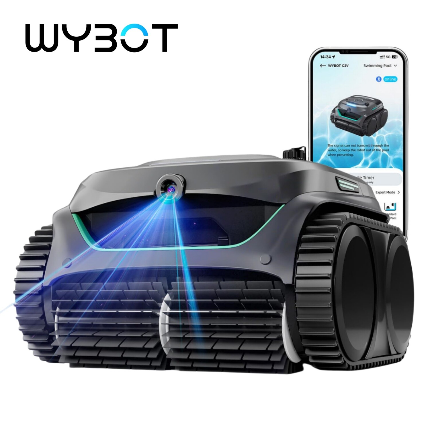 WYBOT C2 Vision Cordless Pool Vacuum Robot Wall Climb Pool Cleaner AI Camera New