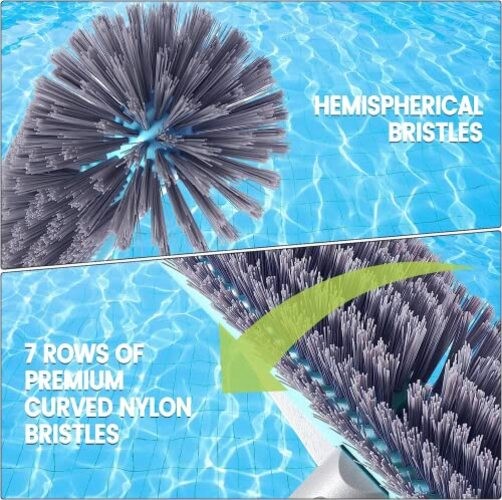 Swimming Pool Brush Head with Round Ends，17.5&Prime; Heavy Duty Aluminum Back Blue