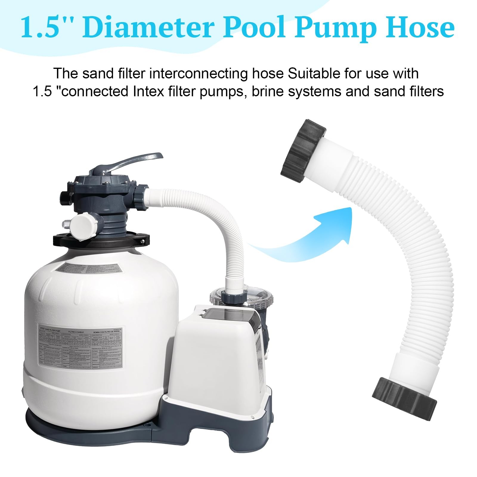 11535 Pool Sand Filter Pump Hose, 16 Inch Interconnecting Hose for Intex Sand Fi