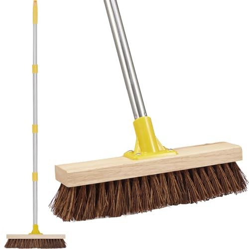 Floor Scrub Brush with Long Handle – 60&Prime; Heavy Duty Deck Brush with Stiff