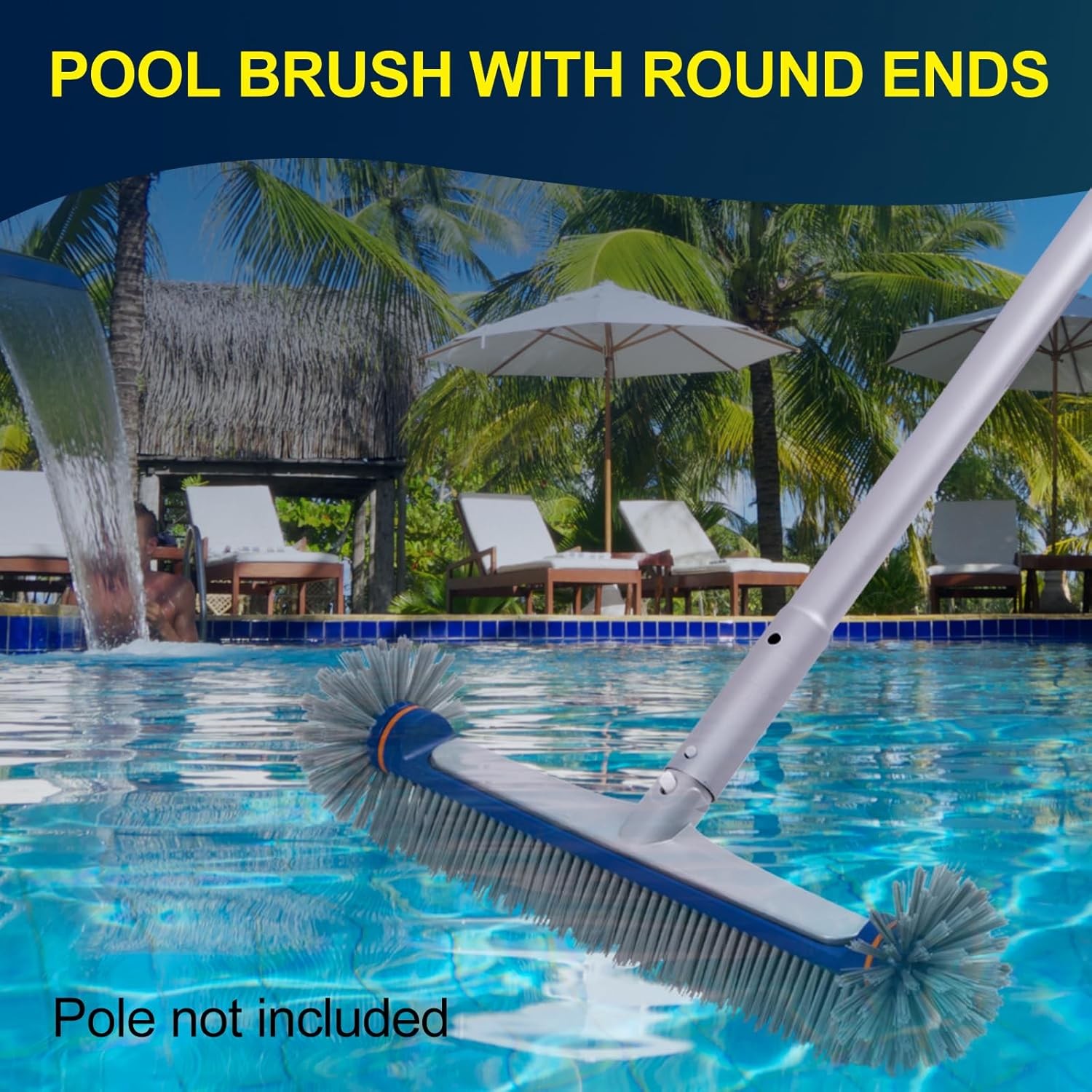 360 Degree Pool Brush – Heavy Duty 17.5&Prime; Head for inground Pools/Above Ground