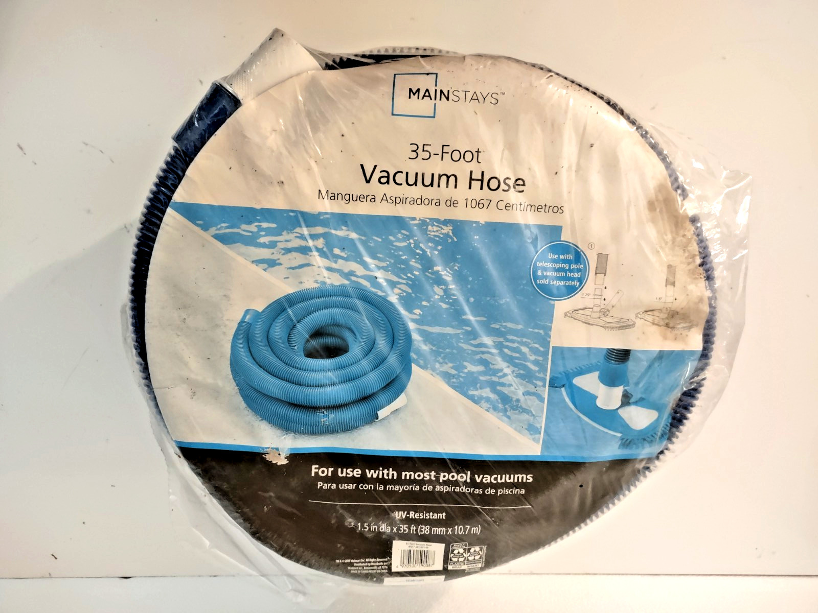 Mainstays 35 Foot Spiral Wound Pool Spa Vacuum Hose 1.5 In Dia UV-Resistant New