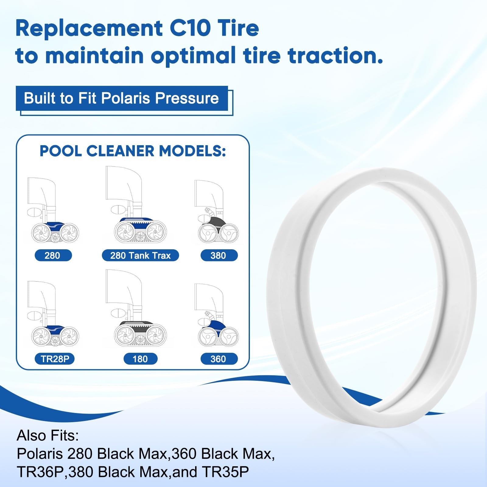 Universal Pool Cleaner Tire Replacement – Fits Polaris 180, 280, 360, 380 (3 Pac