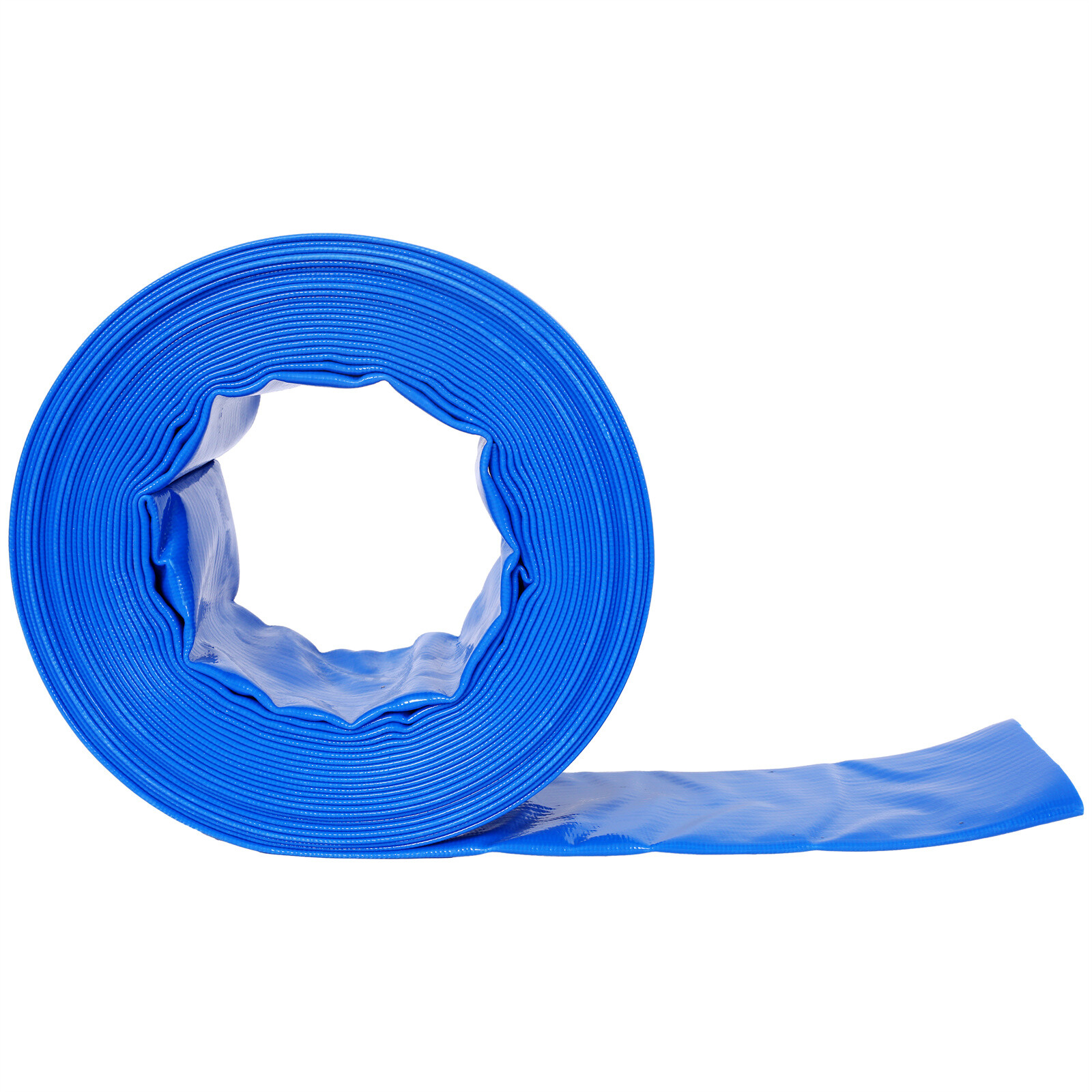 Discharge Hose 3-Inches x 50FT PVC Lay Flat Hose Backwash Drain Hose w/ Clamps