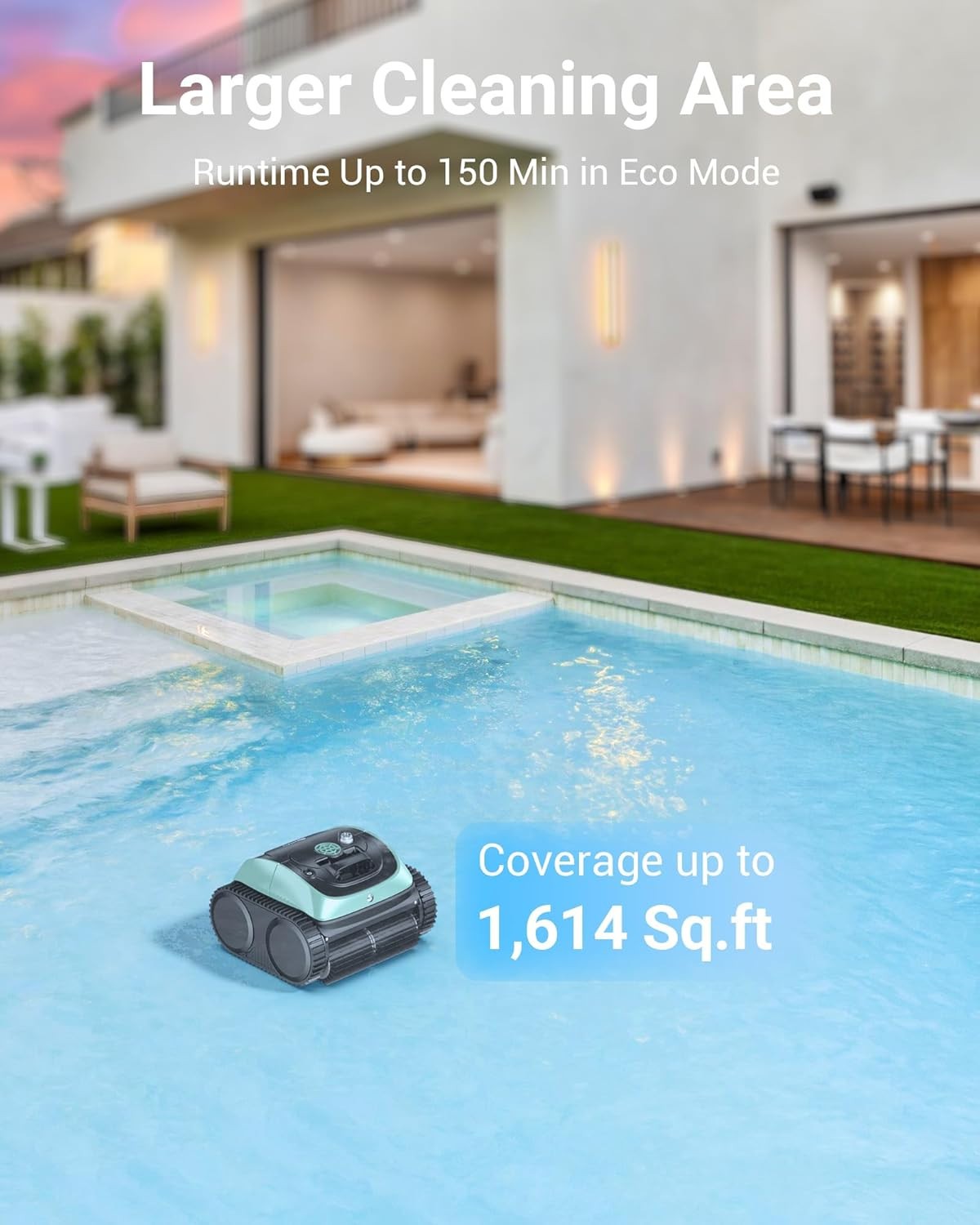 track & App Cordless Robotic Pool Cleaner Vacuum Floor Wall Waterline Self-Park