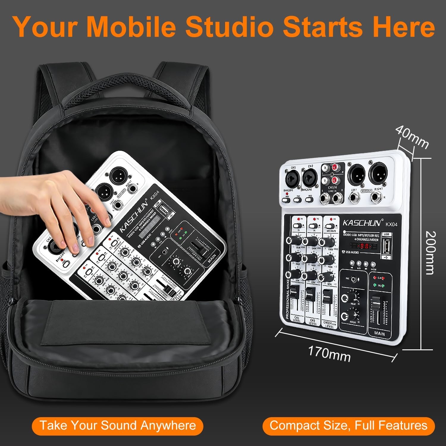 4 Channel DJ Audio Mixer Bluetooth USB MP3 48V Phantom Power Sound Board Console