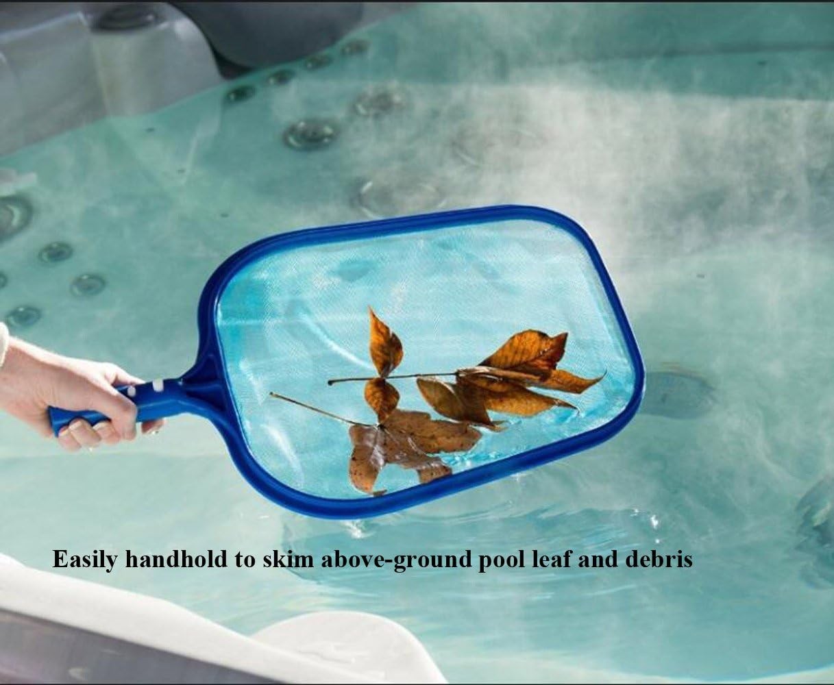 Hanheld Pool net skimmer for leaves and dirt with pole for deep pools