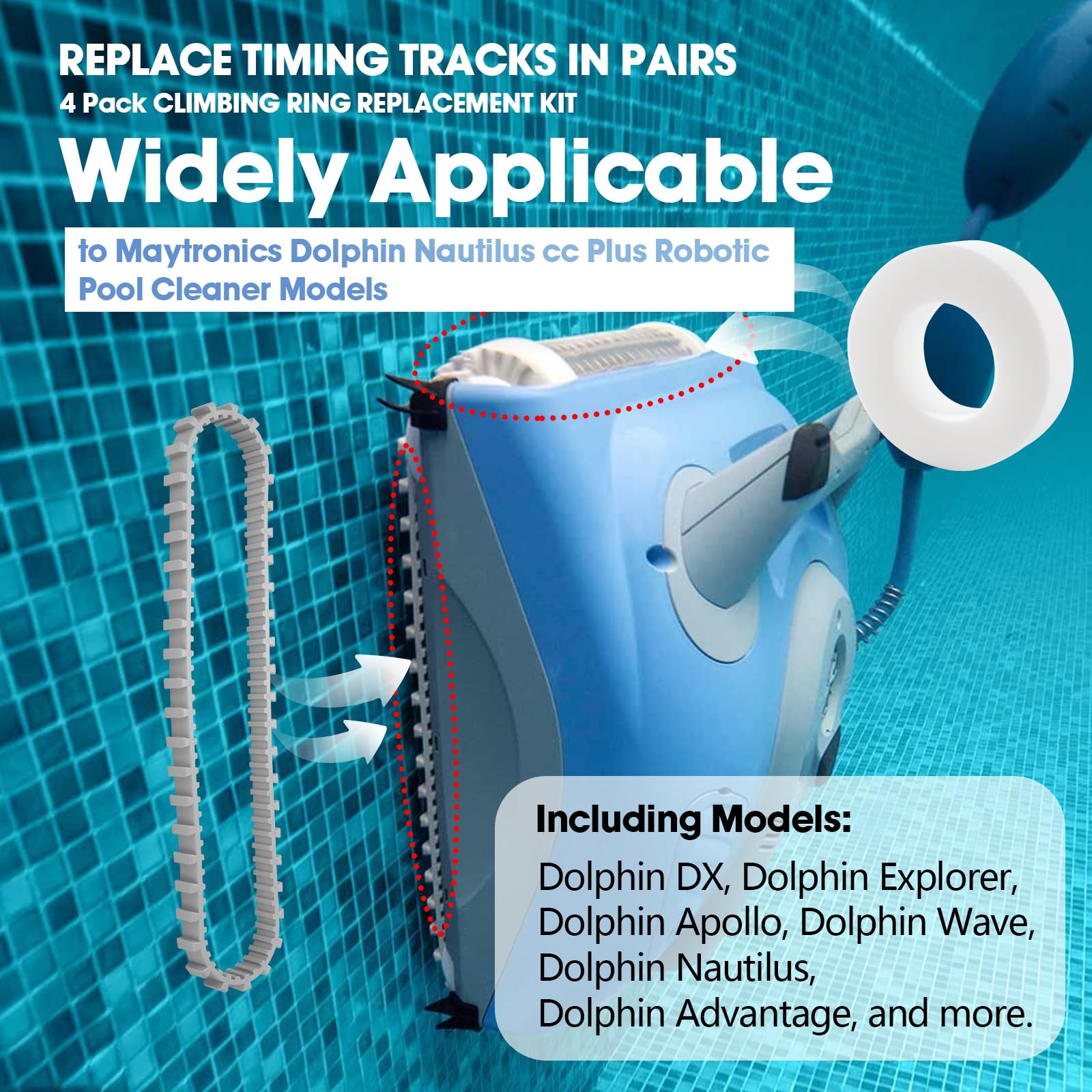 Pool Cleaner Replacement Parts Climbing Ring Track Guide Wheels Gear Kit