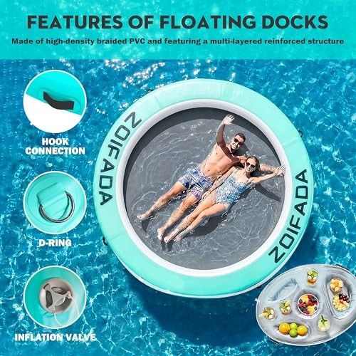 Inflatable Water Hammock Round Floating Ring,8/10/12FT Heavy Duty Pool Float