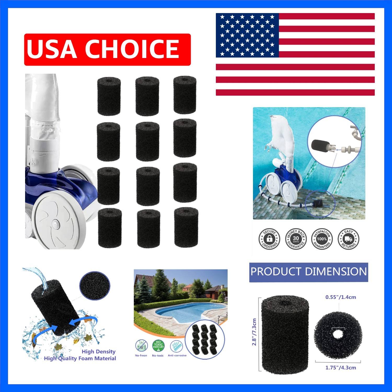 12 Pack Pool Cleaner Sweep Hose Tail Scrubbers, Tail Scrubber Replacement, Fi…